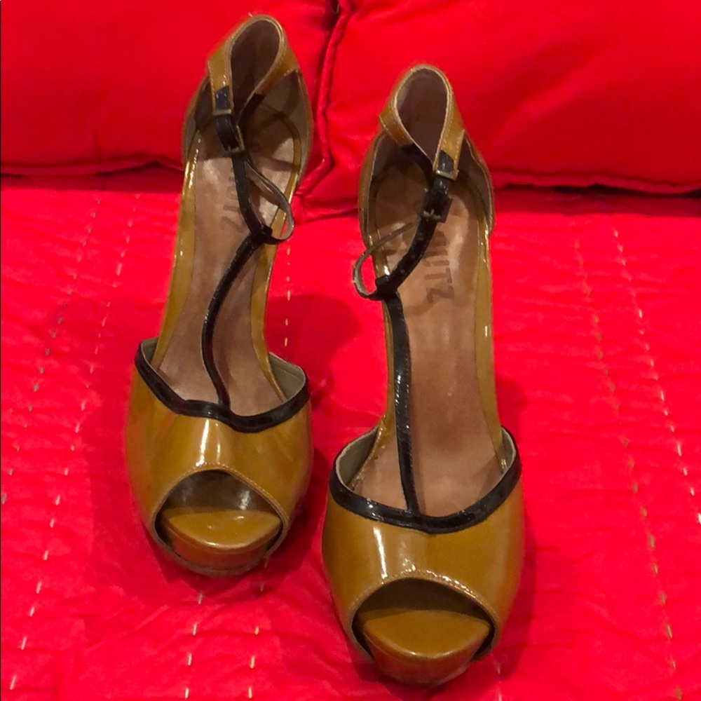 Schutz Platform Stilleto Peep Toe.